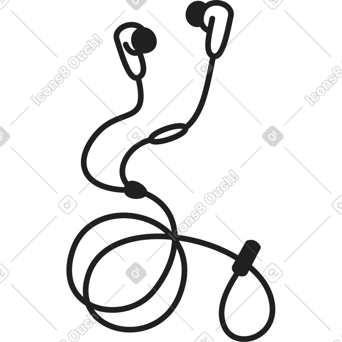 Ilustración Auriculares con cable en estilo Little a descargar en PNG y SVG