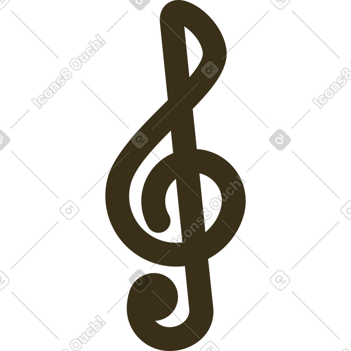 Music note clef illustration in Arabica style download in PNG, SVG