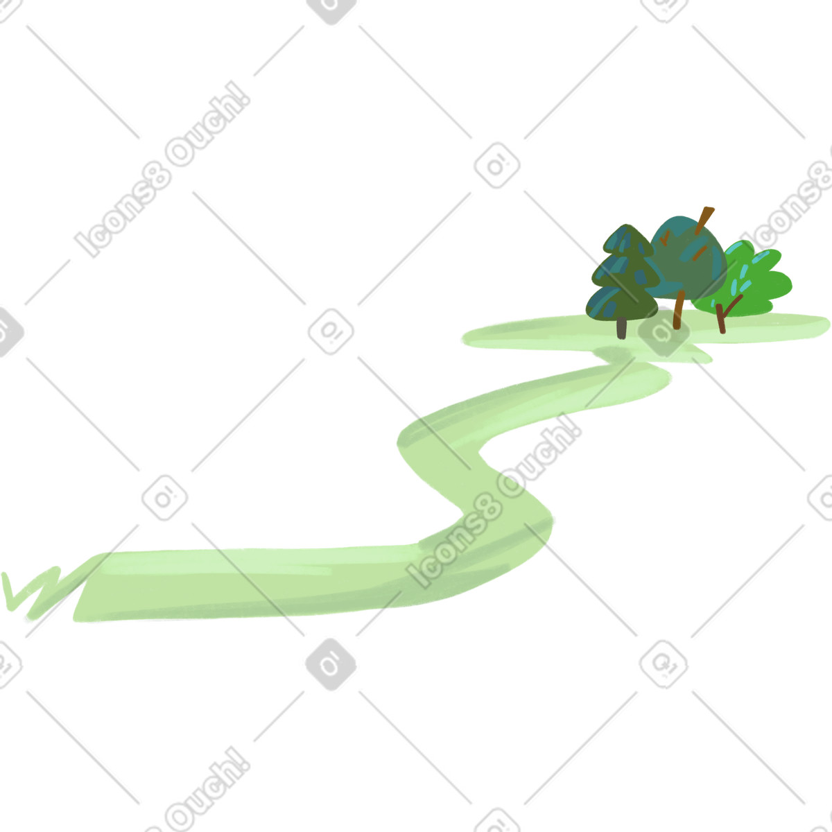 Road forest-Illustration im Atomic-Stil als Download in PNG, SVG
