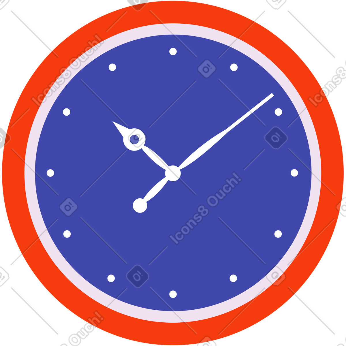 Round wall clock illustration in Wavy style download in PNG, SVG