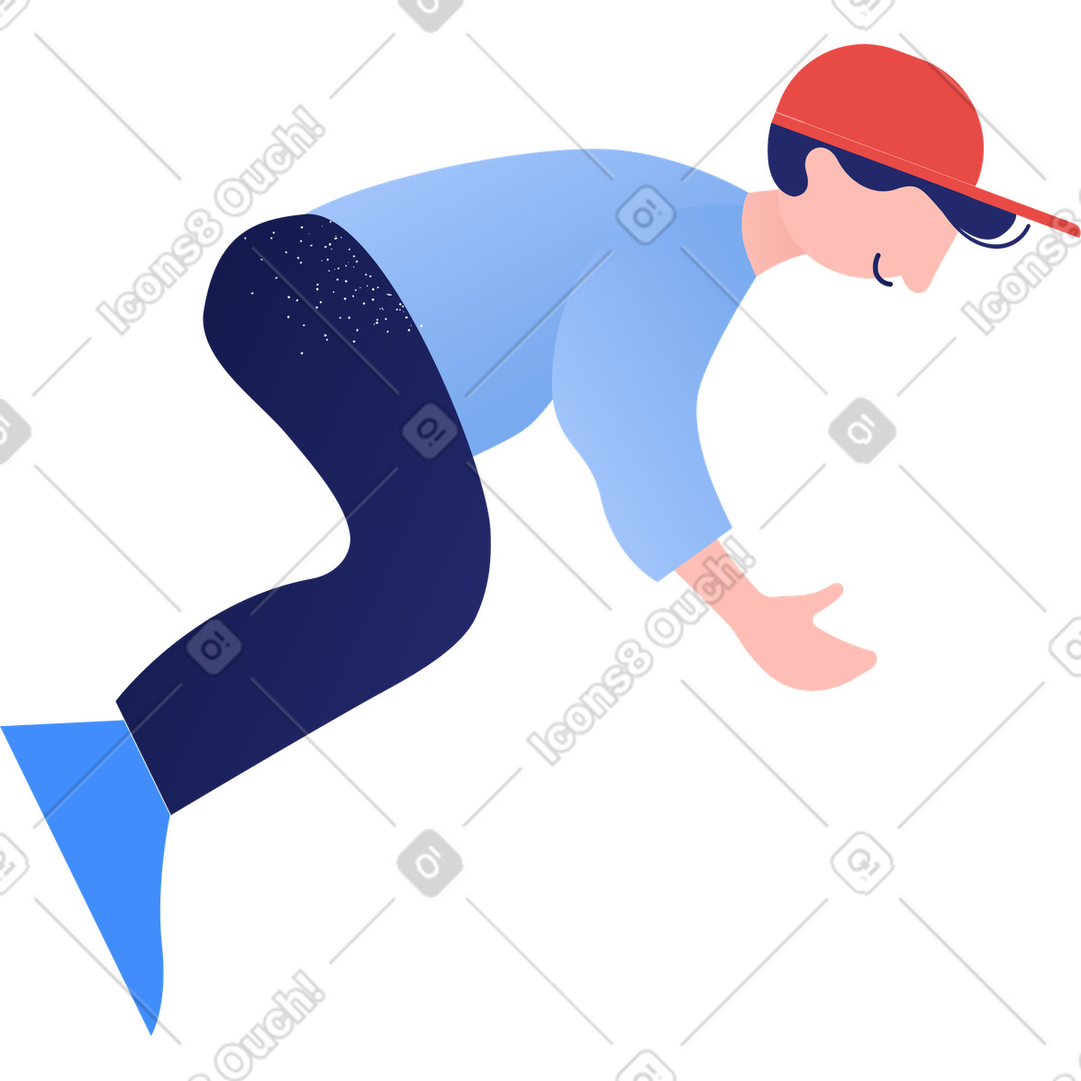 Kid lying illustration in Clip style download in PNG, SVG