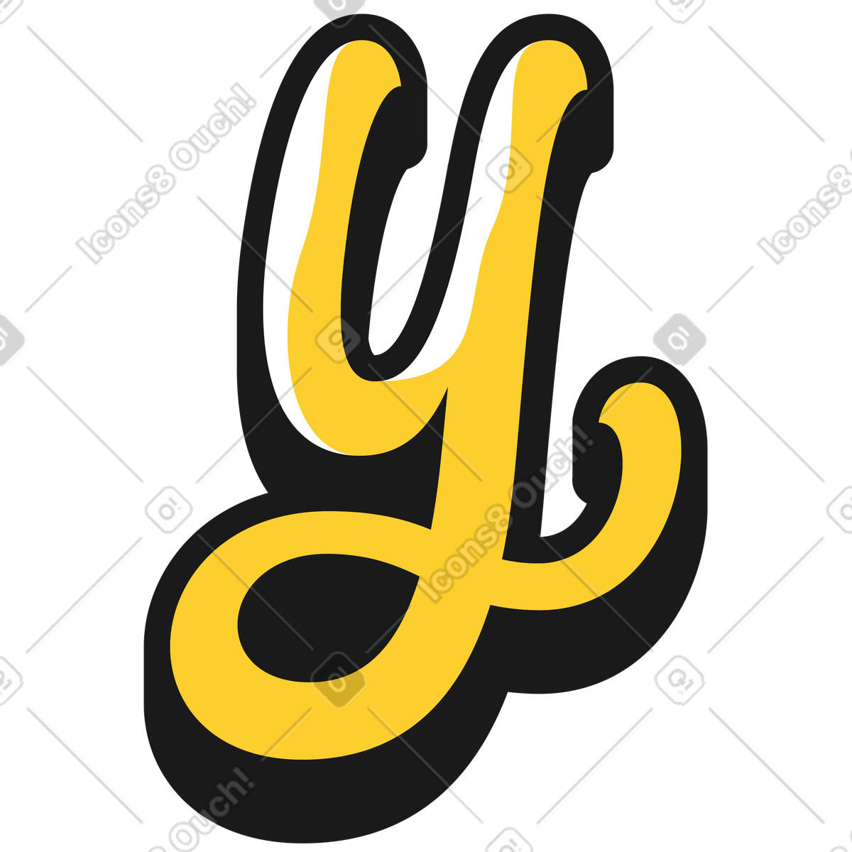 Lowercase letter y illustration in Taxi style download in PNG, SVG
