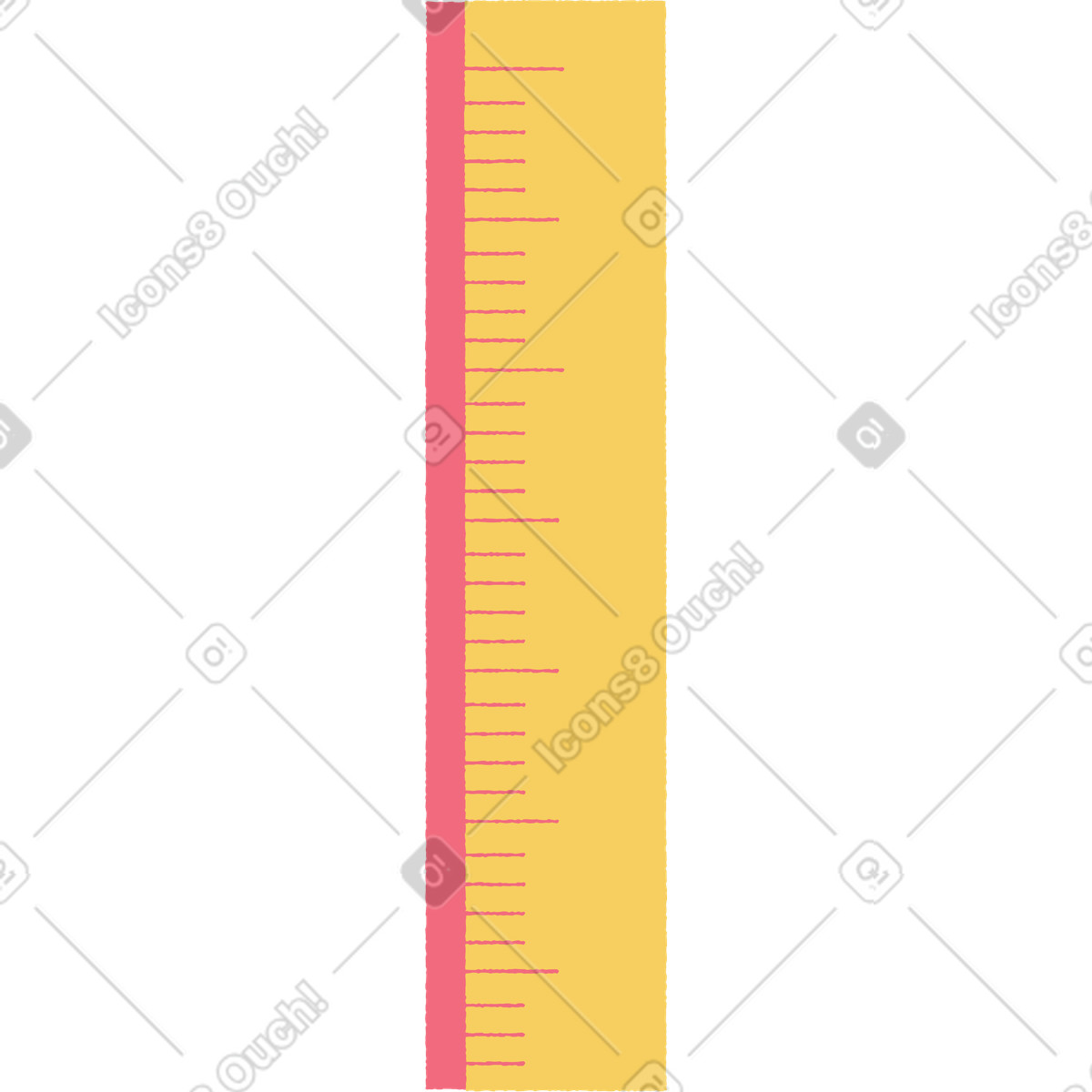 Straight wooden ruler illustration clipart with measurement markings for design