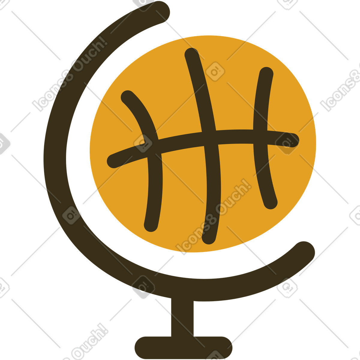 Globe illustration in Arabica style download in PNG, SVG