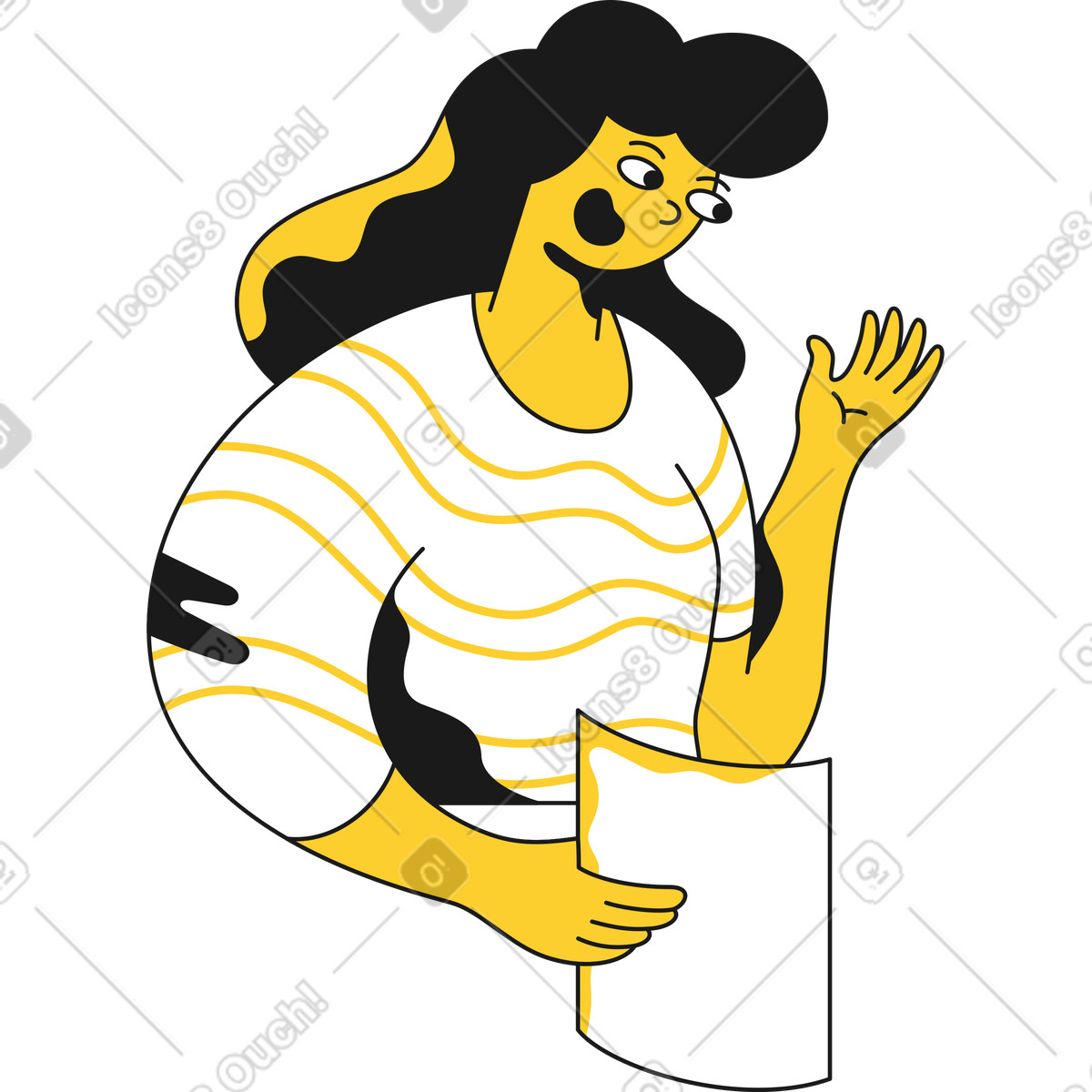 下载 Taxi 风格的 惊讶的女人拿着一张纸 插画，支持 PNG、SVG 格式
