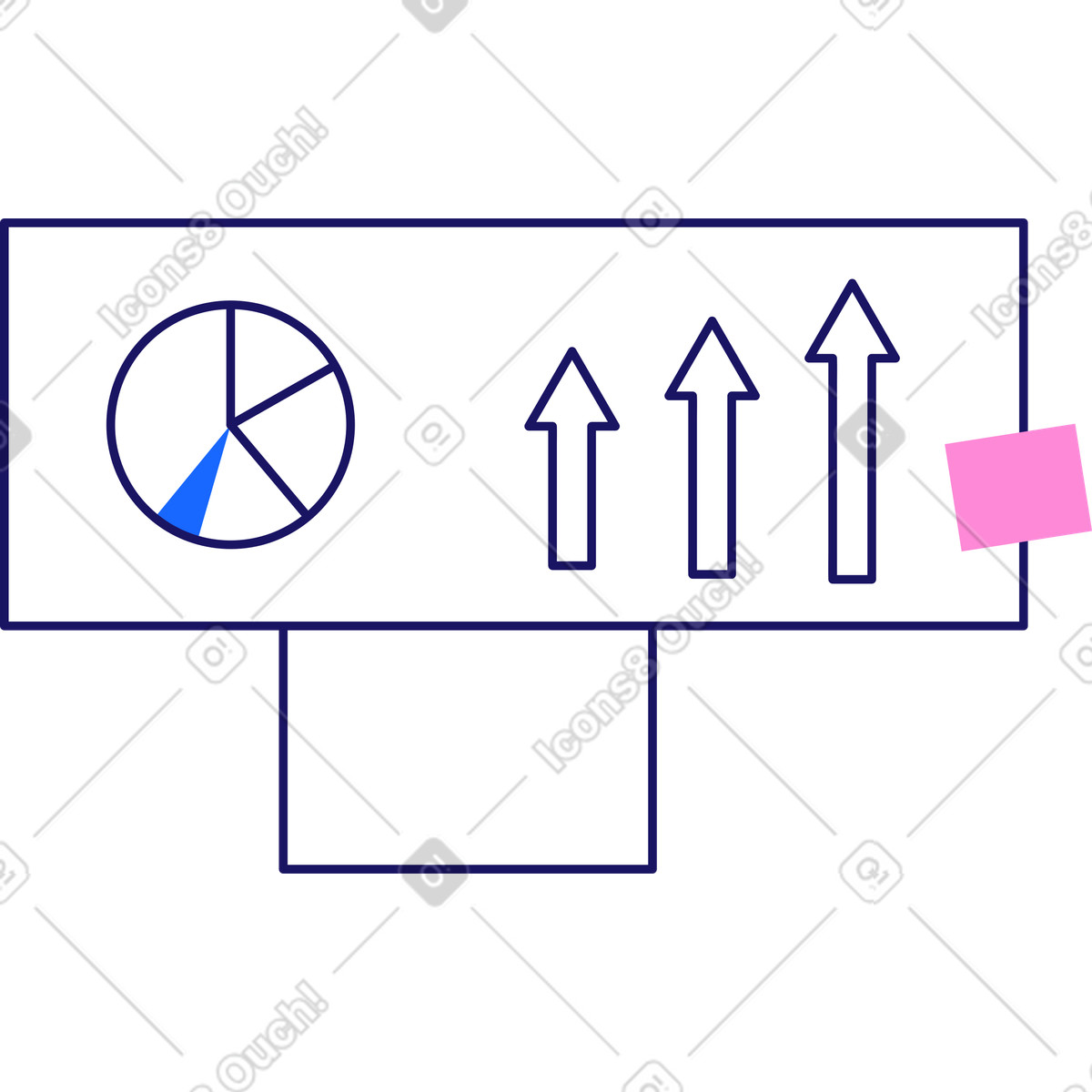 Monitor mit grafiken und aufkleber-Illustration im Matey-Stil als Download in PNG, SVG