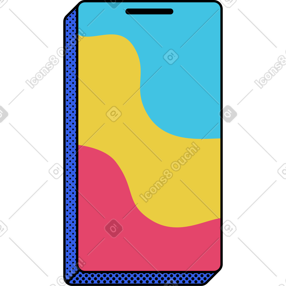 Smartphone illustration clipart showing modern touchscreen device icon in vector style