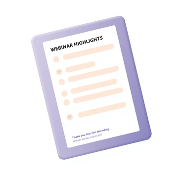 An email layout featuring a header with the title "Webinar Highlights" in bold letters. Below the title, there is a summary section containing key points from the session, each highlighted in a separate bullet point format. The background of the email is a soft light blue, with a subtle border around the edges. At the bottom, there is a footer with contact information and a "Thank you for attending!" message in a friendly font. The overall composition is clear and visually appealing, making it easy for the reader to digest the information.
