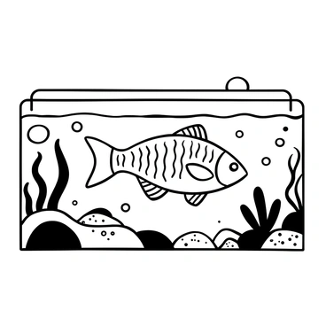 A "largemouth bass" swimming in a "large public aquarium tank". The tank is filled with various aquatic plants and rocks, providing a natural habitat. Bubbles rise from the bottom of the tank, and other fish can be seen in the background. Light filters through the water, creating gentle ripples around the bass.