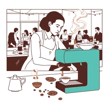 An action shot of an espresso being served at a bustling cafe