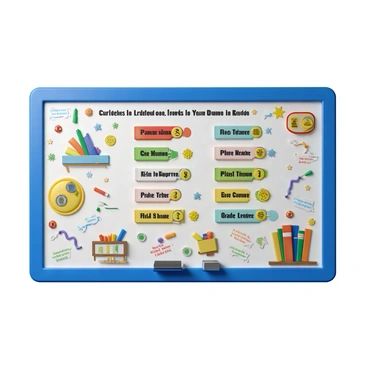 A colorful classroom leaderboard mounted on a bulletin board. The leaderboard features vibrant colors such as blue, green, yellow, and red, creating an inviting atmosphere. Each section displays the names of students written in bold, playful fonts. There are stars and badges illustrated next to the names to indicate progress in reading. Colorful charts and graphs are integrated into the design, providing visual representations of individual and class achievements. The background is adorned with images of books, bookworms, and motivational quotes related to reading.