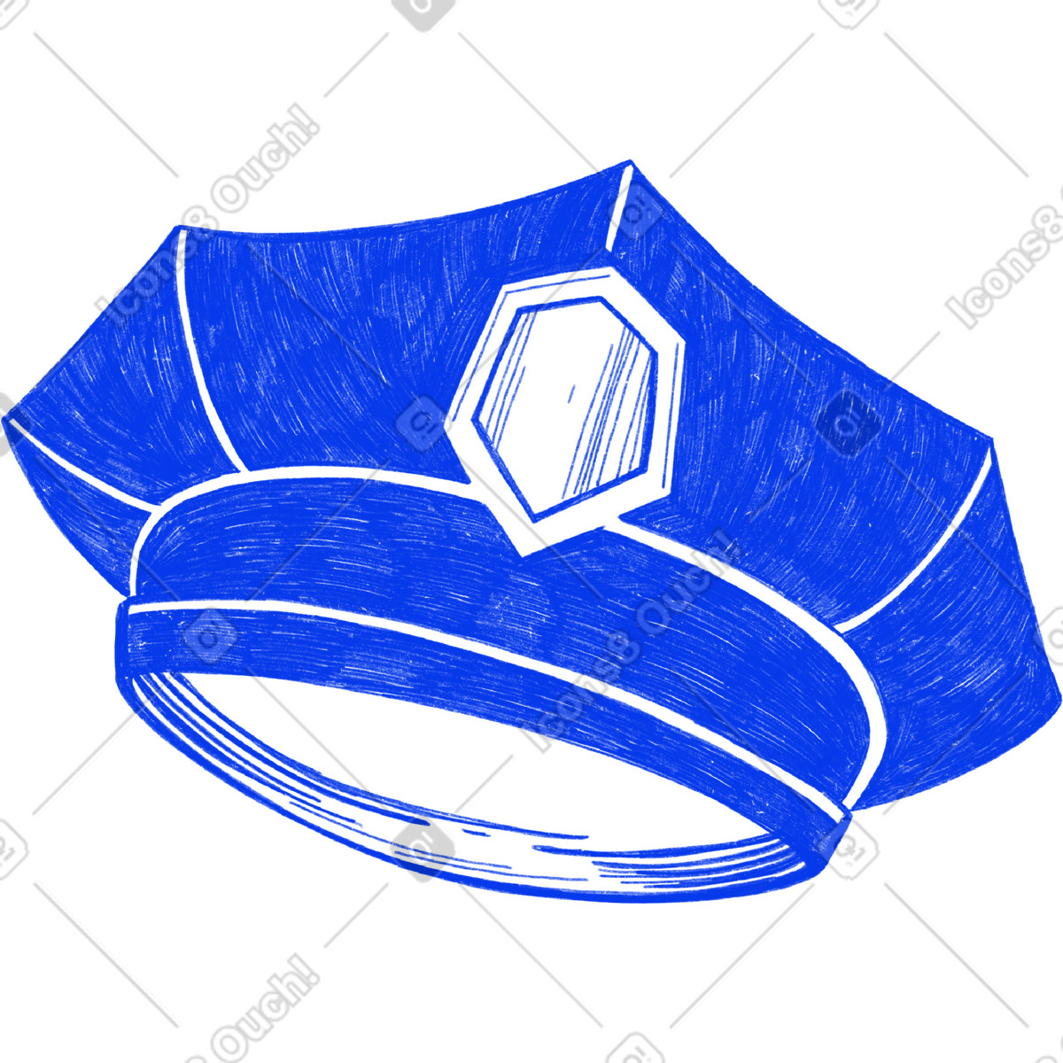 Illustration Blue police cap dans le style Biro à télécharger aux formats PNG, SVG