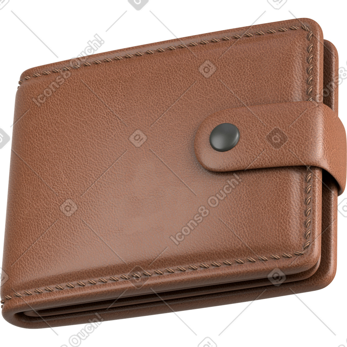 Brown wallet turned left illustration in 3D Business style download in PNG, SVG