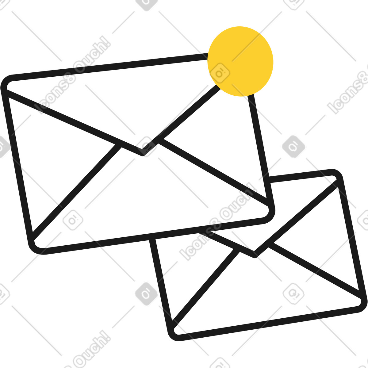 Two mail envelopes illustration in Taxi style download in PNG, SVG