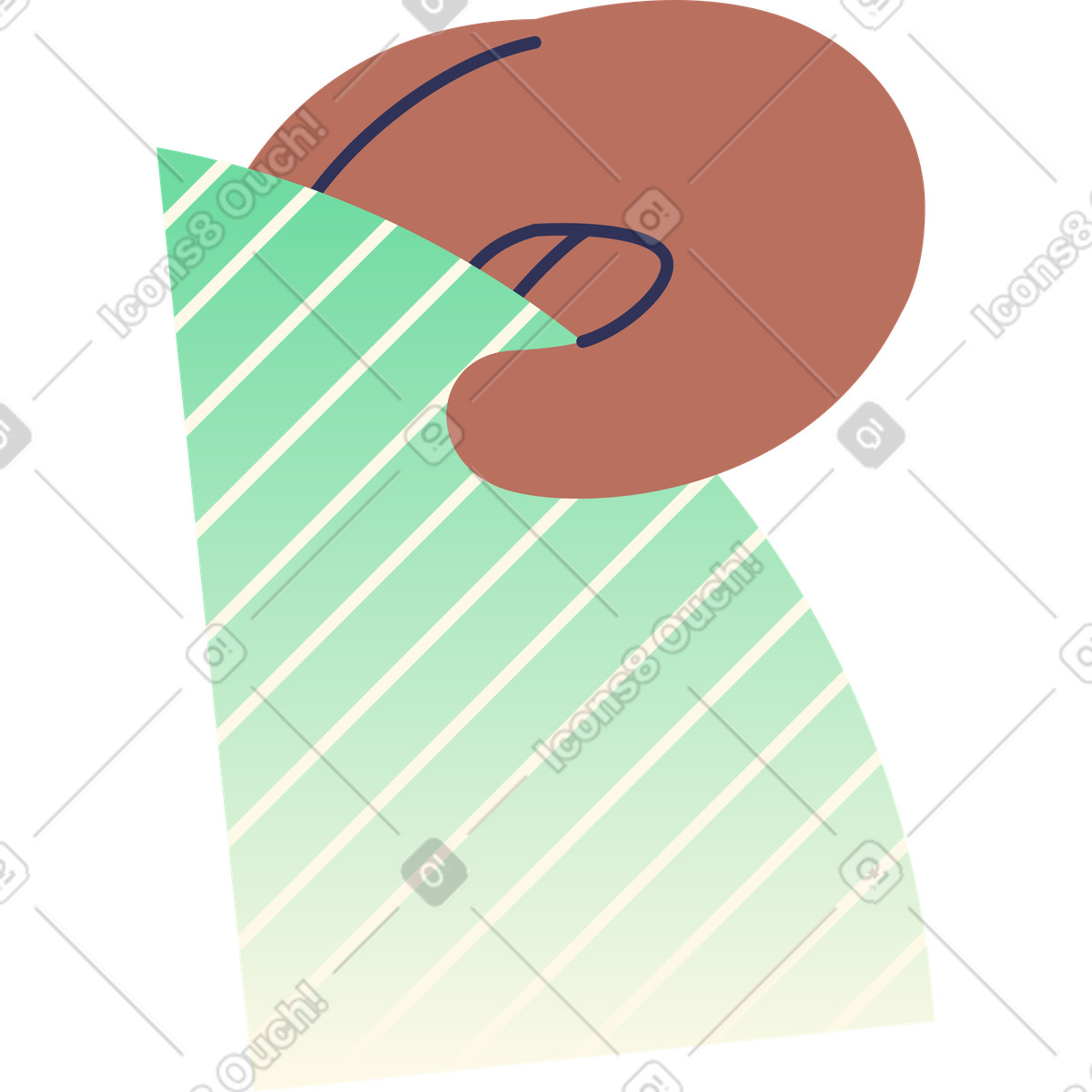 Hand with piece of pie chart illustration in Beam style download in PNG, SVG