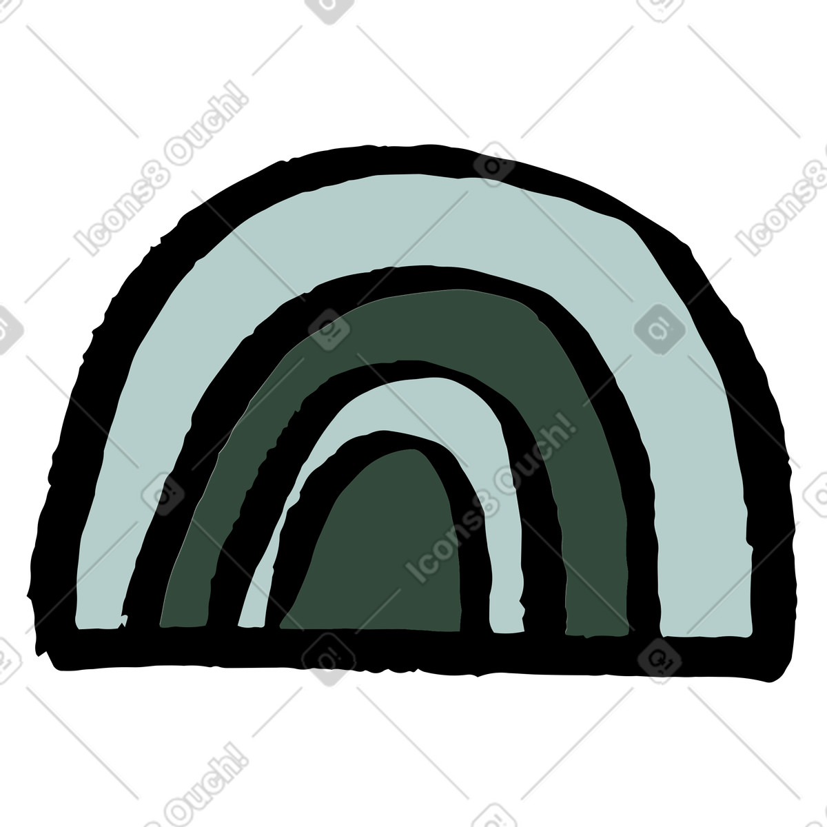 Illustration Arc-en-ciel vert dans le style Scandi à télécharger aux formats PNG, SVG