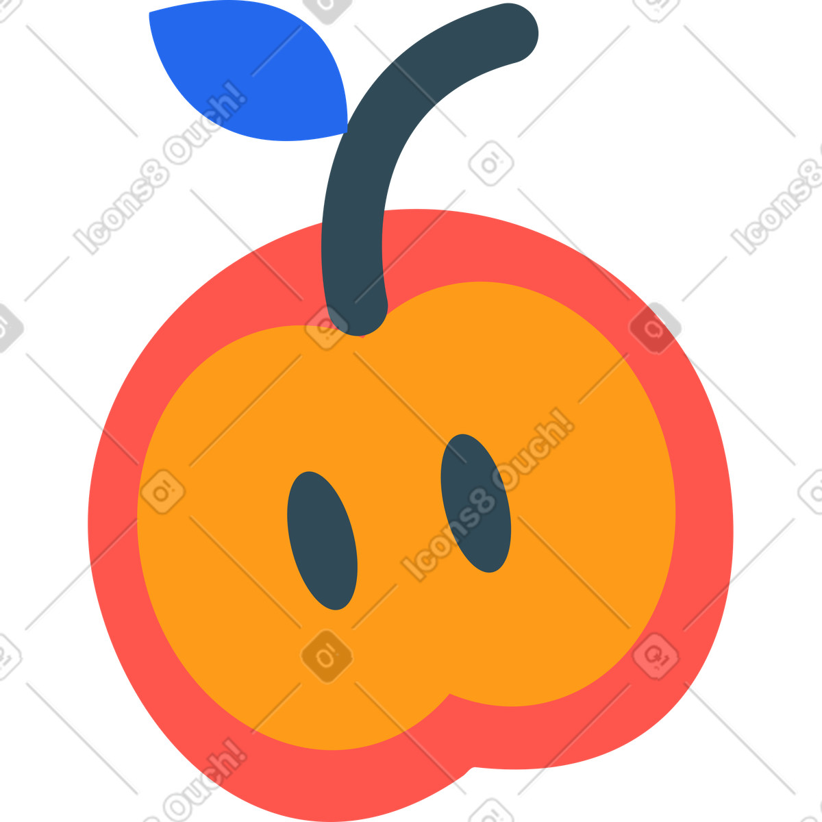 Apfel-Illustration im Kingdom-Stil als Download in PNG, SVG