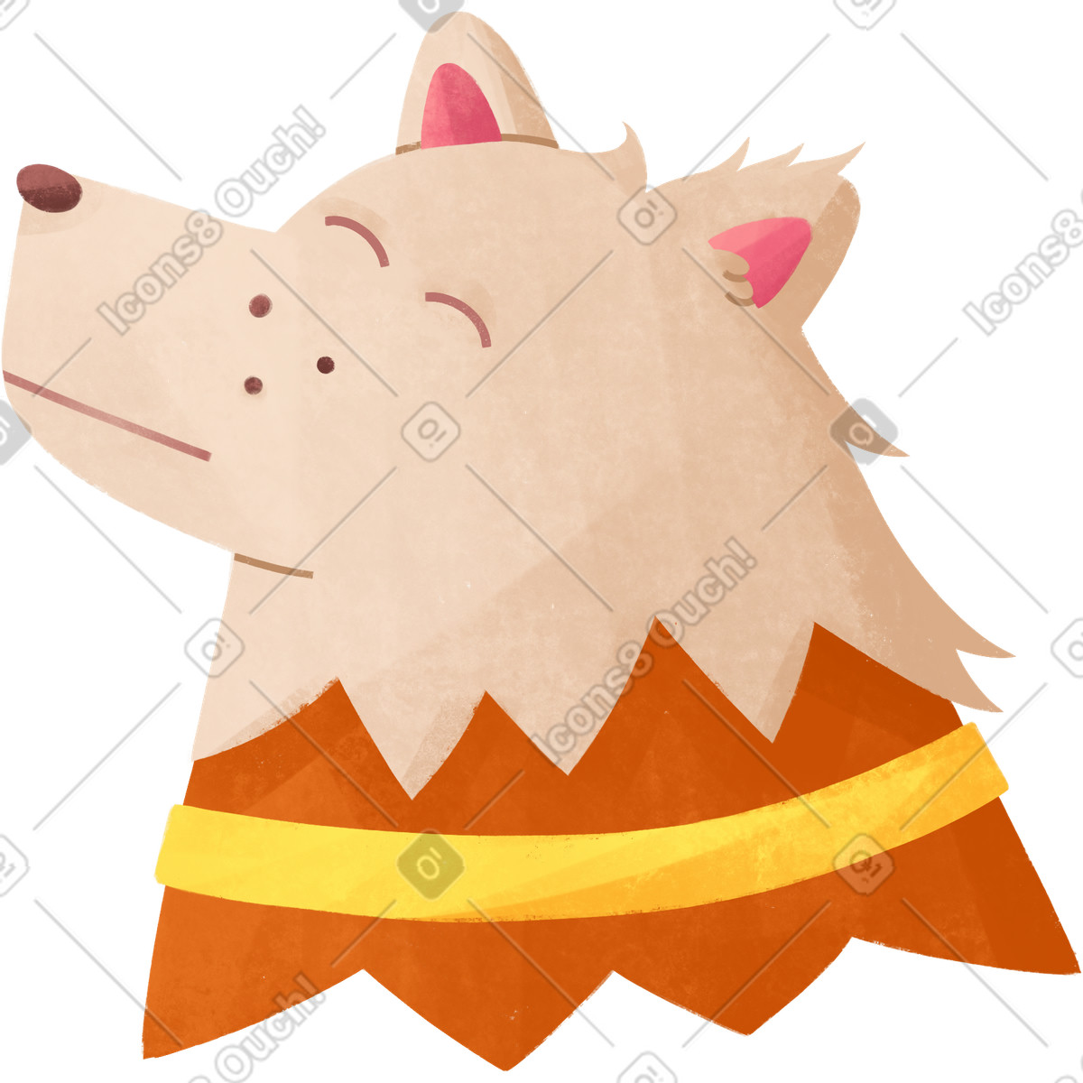 Happy dog ​​with yellow collar illustration in Bonbon style download in PNG, SVG