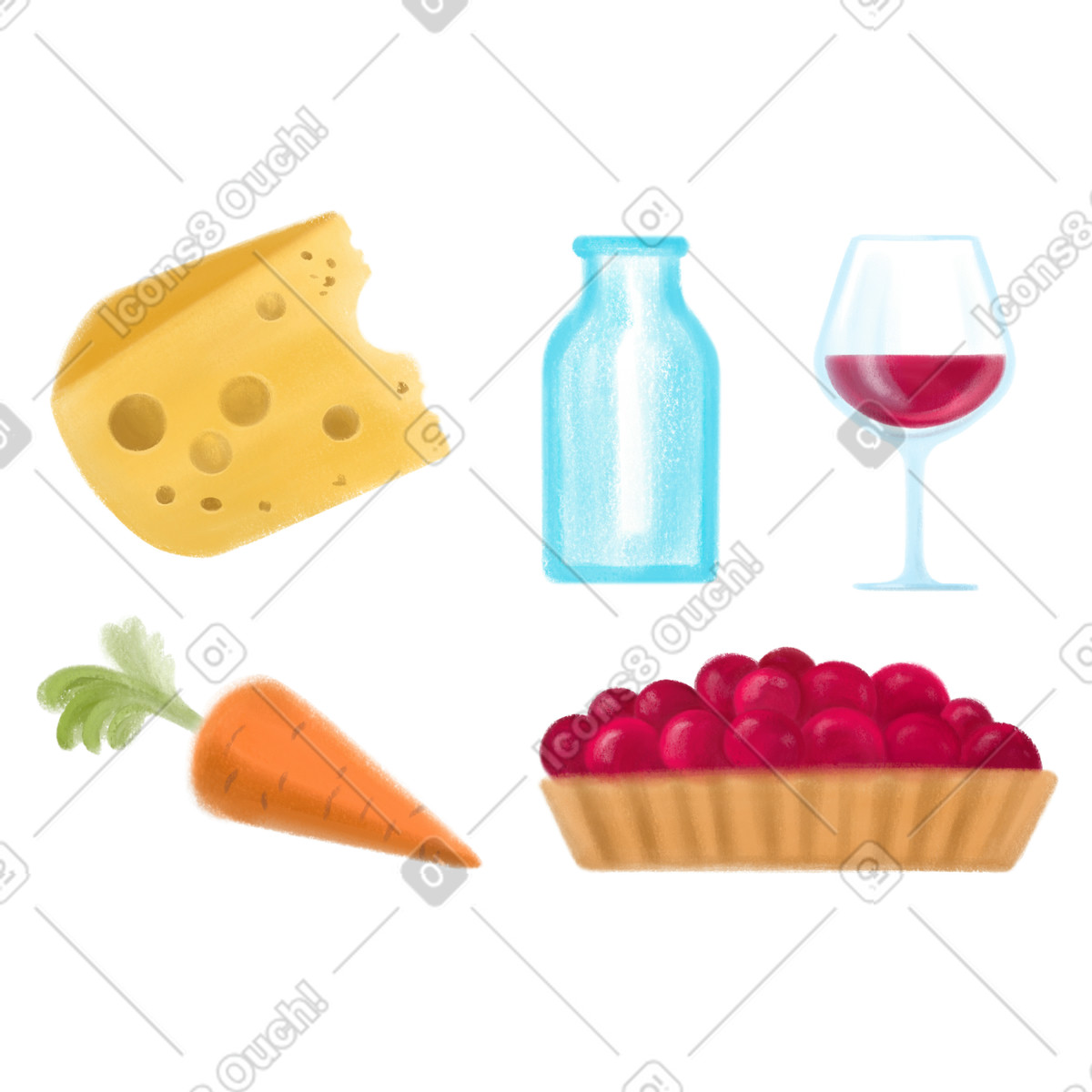 Ilustración Comida y bebidas en estilo Mushy a descargar en PNG SVG