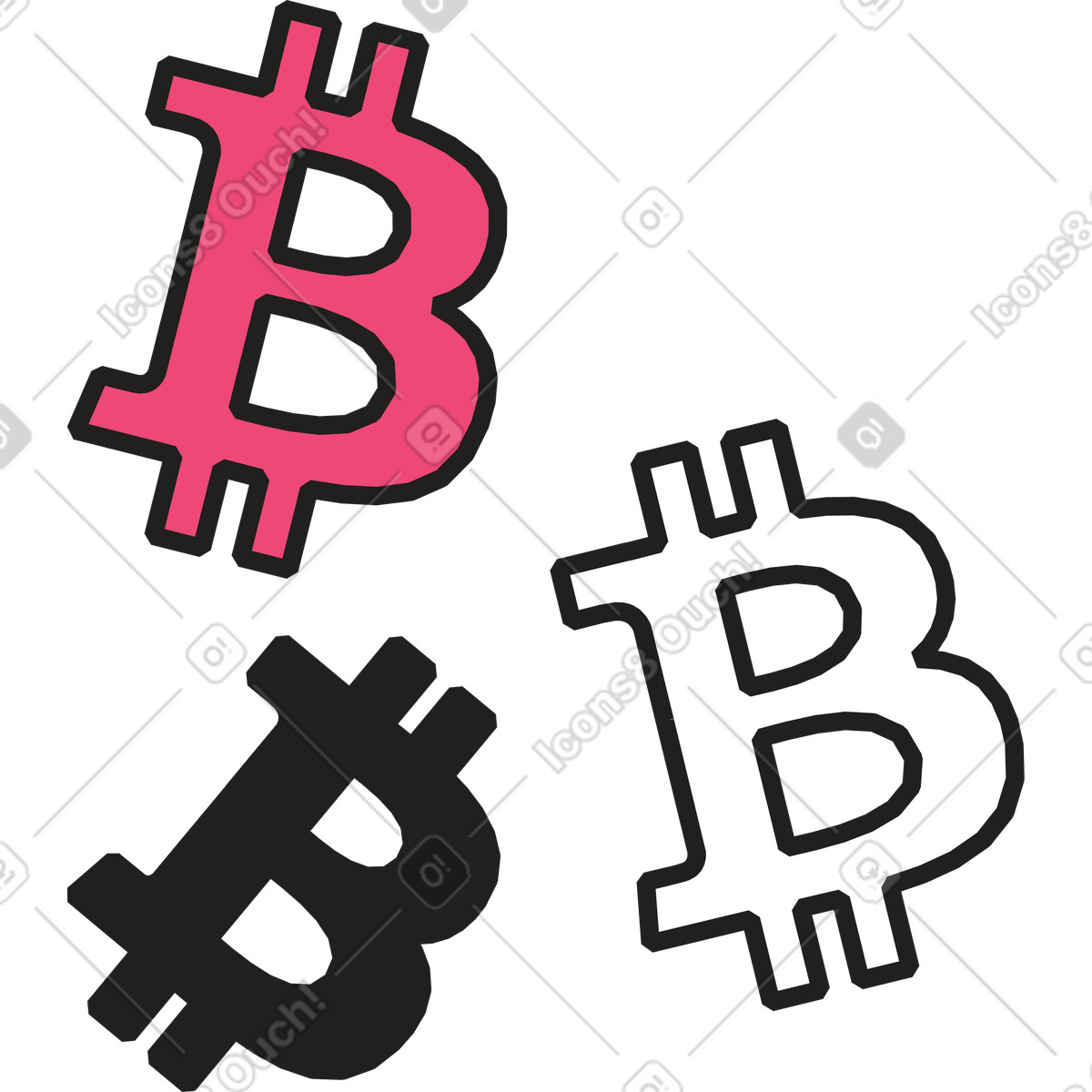 Dazzle Line スタイルの ビットコイン のイラストをPNG、SVG形式でダウンロード