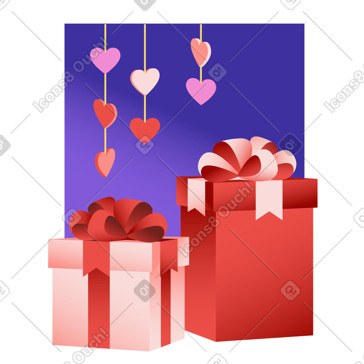 Geschenkboxen zum valentinstag-Illustration im Levels-Stil als Download in PNG, SVG