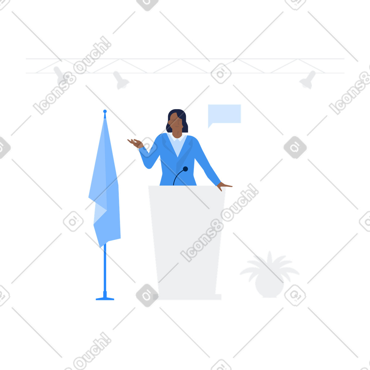 Politician giving a speech, Political debate or civic engagement illustrazione in stile Urban scarica in PNG, SVG