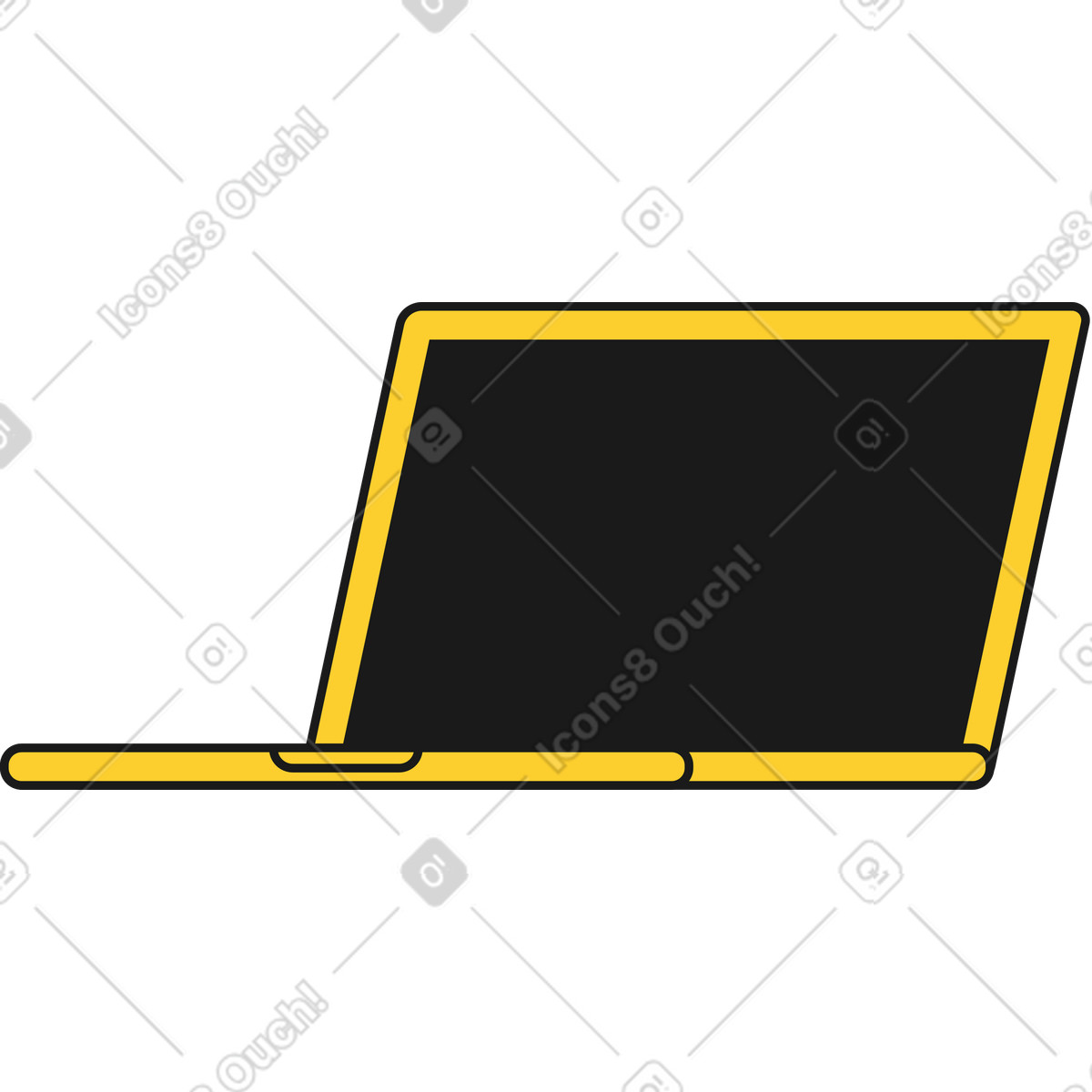 Parte anteriore del pc portatile illustrazione animata in stile Taxi scaricabile in GIF, Lottie (JSON), AE