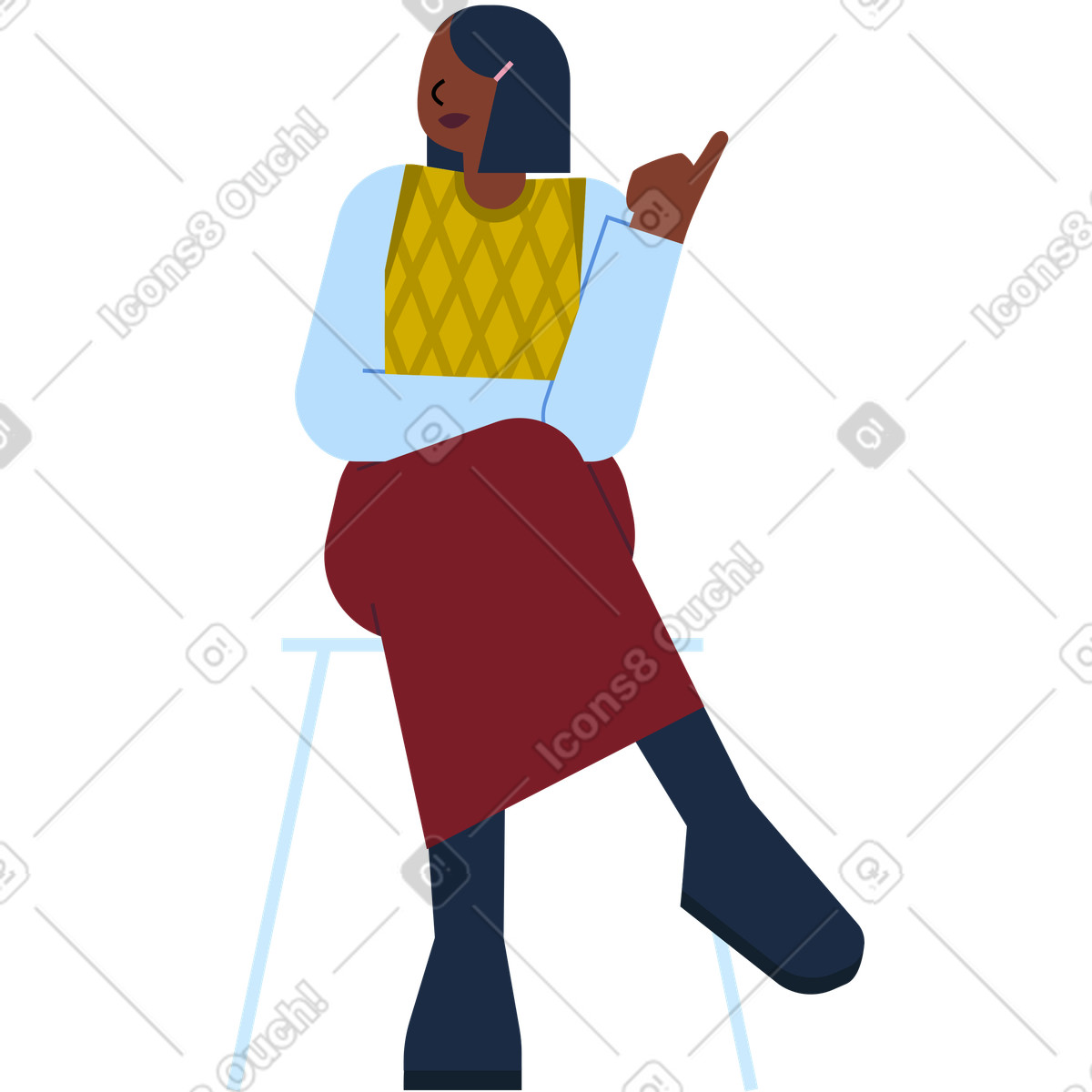 Illustration Femme assise sur une chaise dans le style Vector à télécharger aux formats PNG, SVG