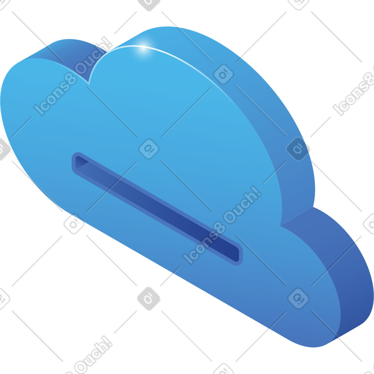 Cloud service symbol with input slot indicating incoming data stream illustration in Quantum style download in PNG, SVG