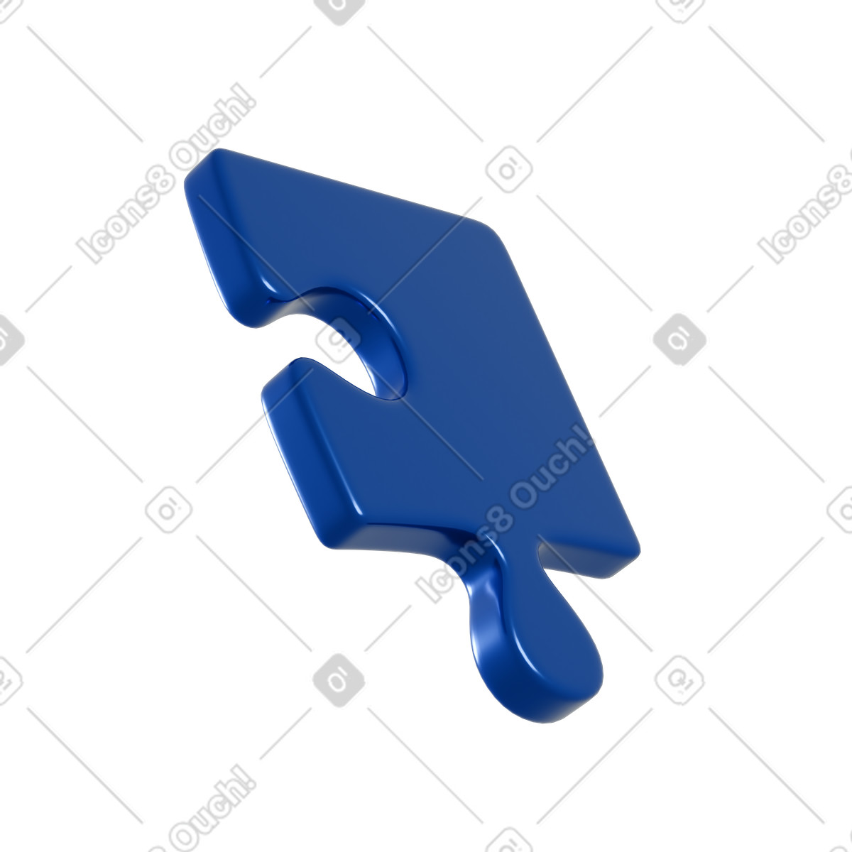 Blue puzzle piece illustration in 3D Blueprint style download in PNG, SVG