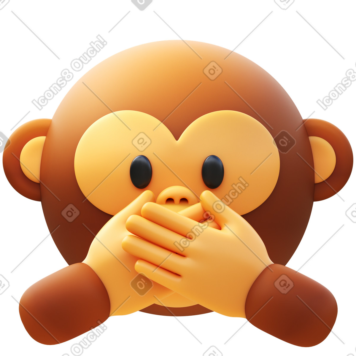Speak no evil monkey illustration in PNG, SVG