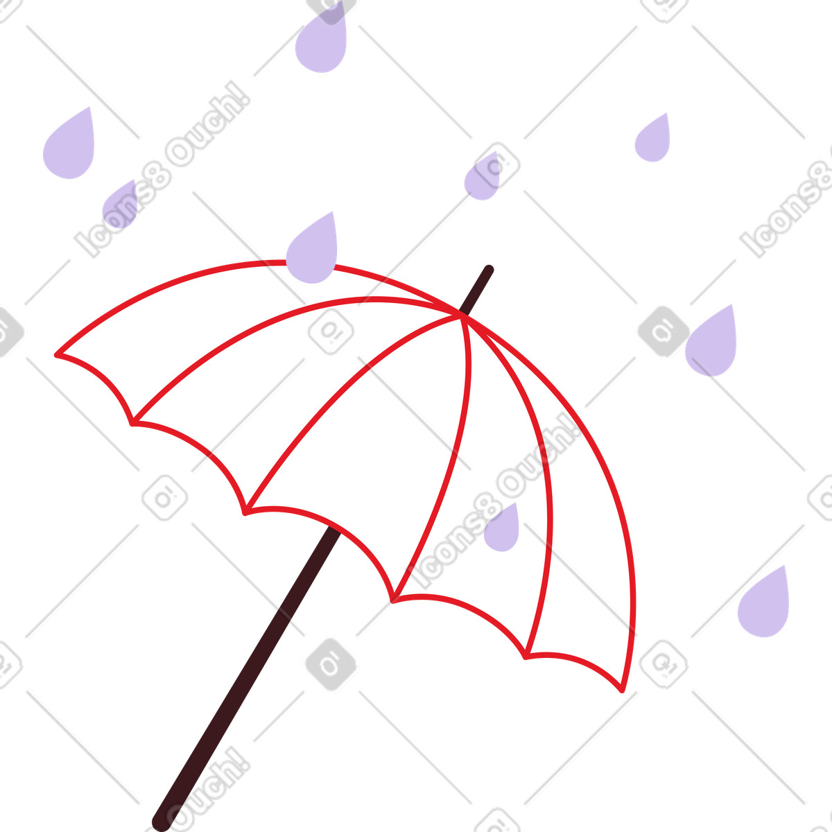 Illustration Parapluie avec pluie dans le style Folks à télécharger aux formats PNG, SVG