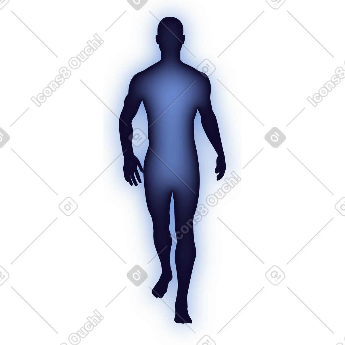 Leuchtende silhouette eines gehenden mannes-Illustration im Dimension-Stil als Download in PNG, SVG