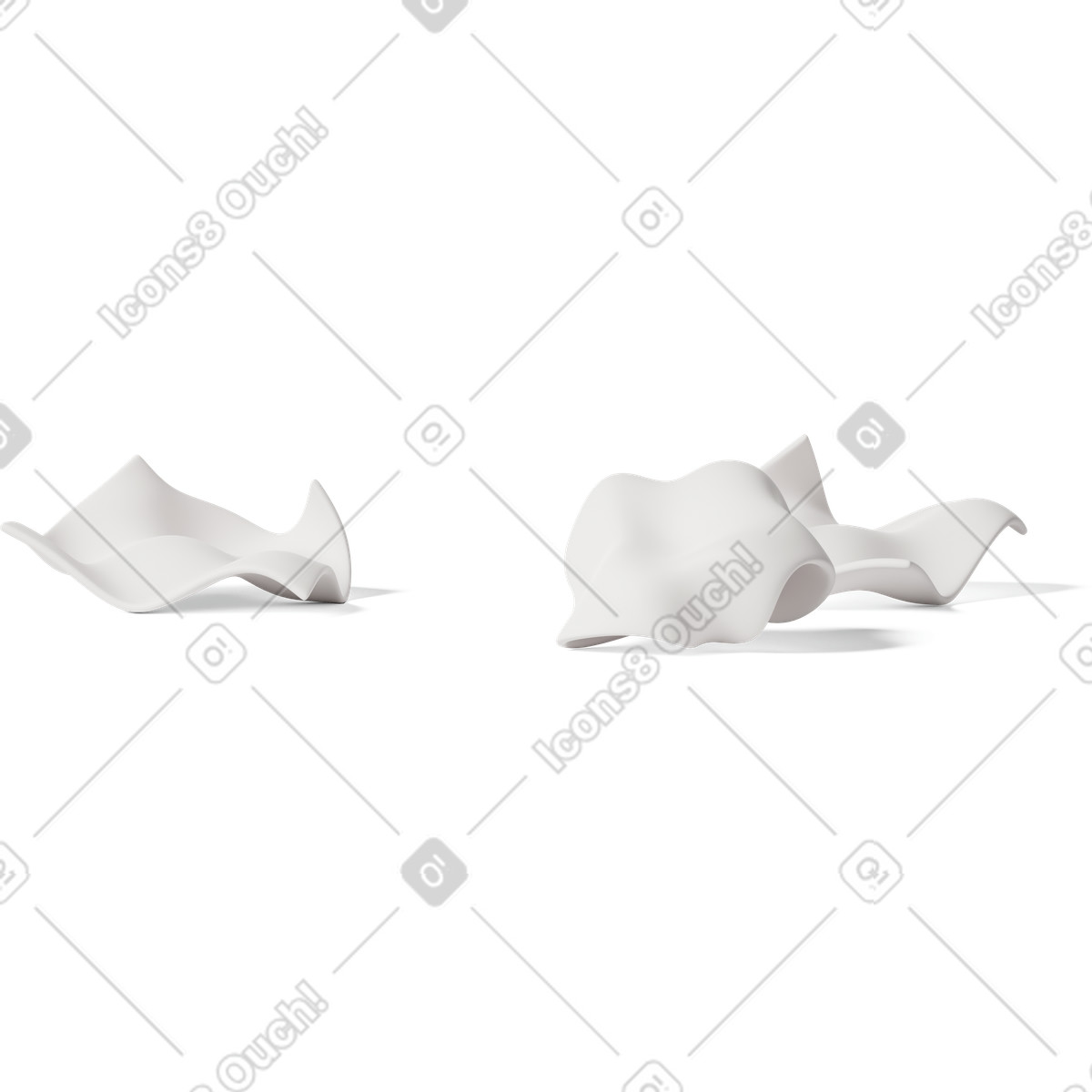 3D Casual life スタイルの Scrunched up pieces of paper のイラストをPNG、SVG形式でダウンロード