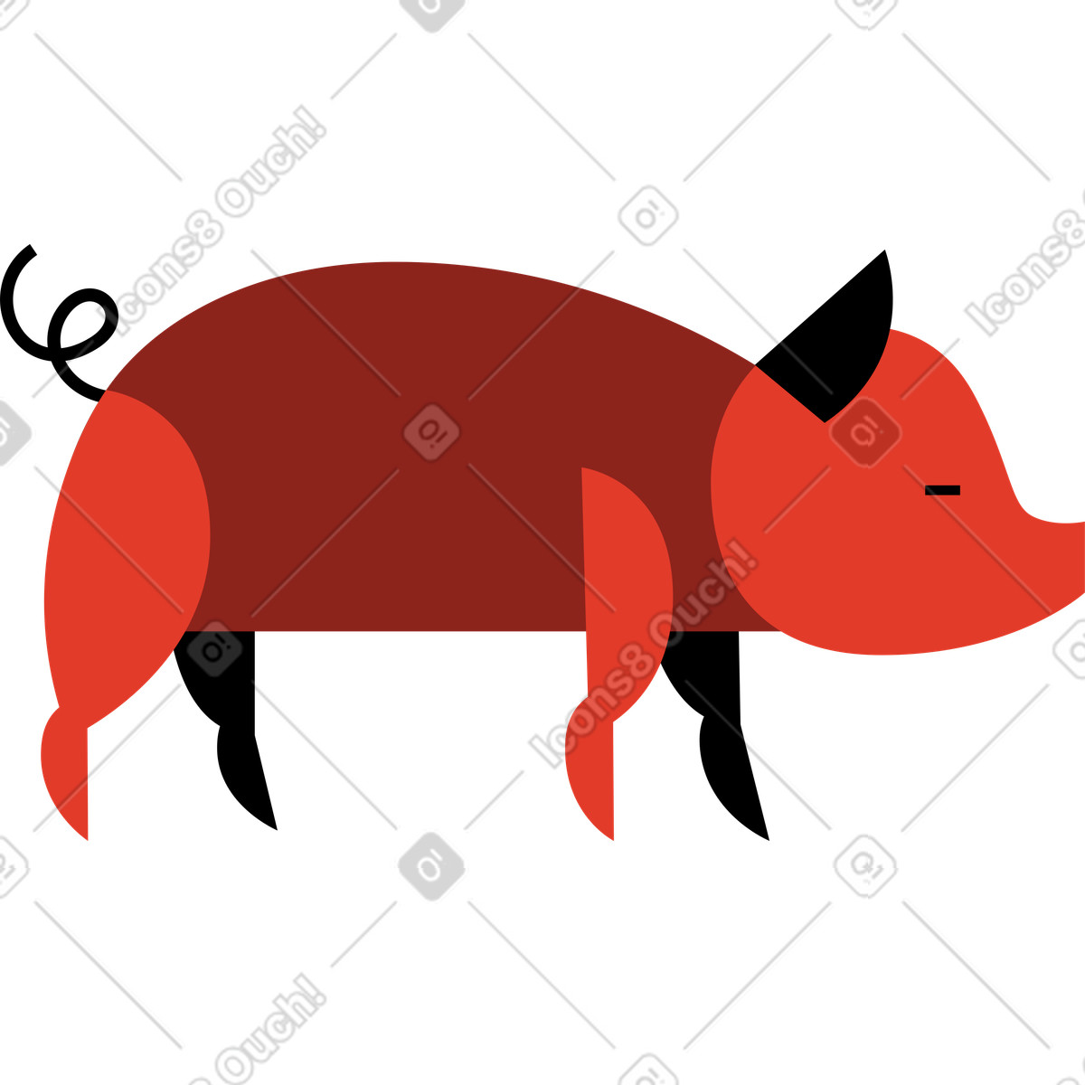Ilustración Cerdo en estilo Burgundy a descargar en PNG y SVG