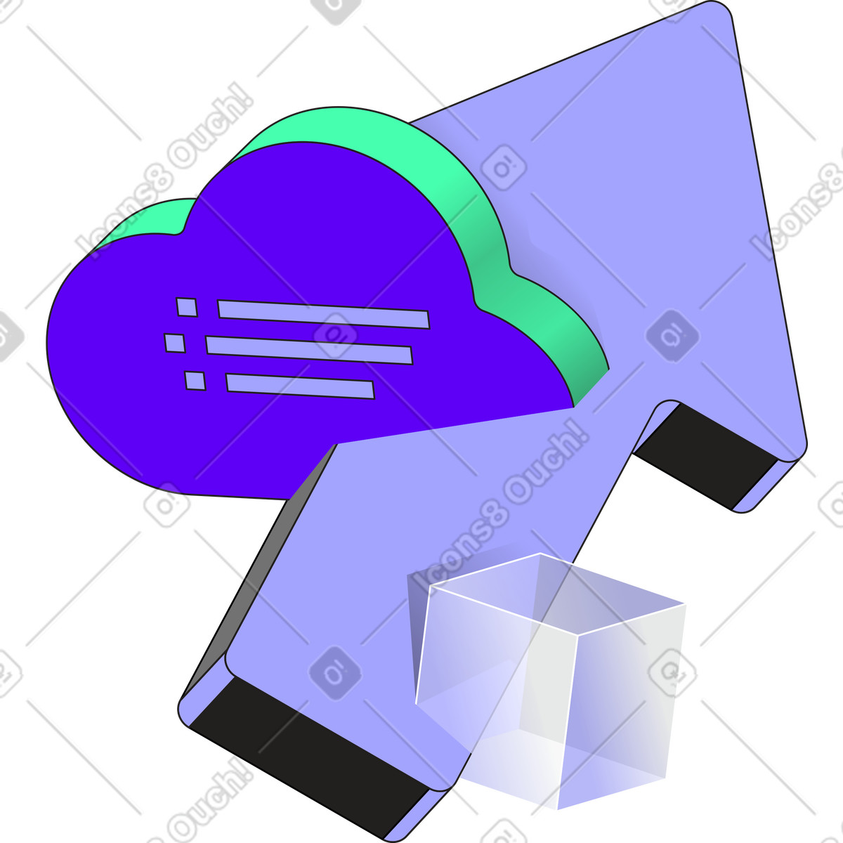 Arrow and cloud illustration in Incut style download in PNG, SVG