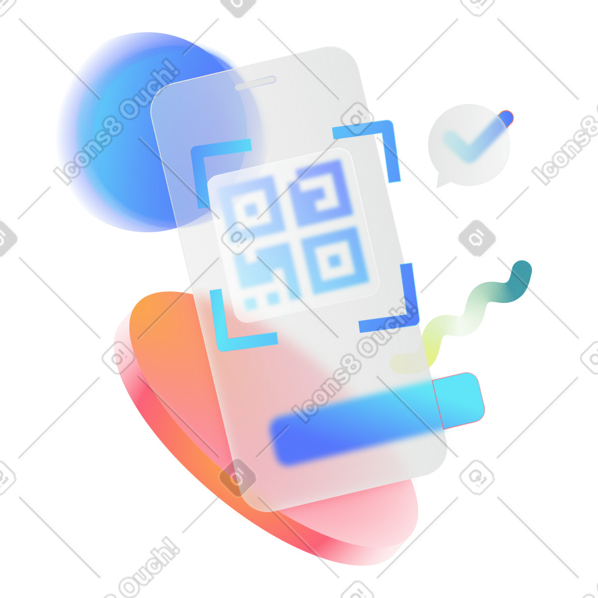 Иллюстрация Оплата смартфоном по qr-коду в стиле Morphis — скачать в форматах PNG, SVG
