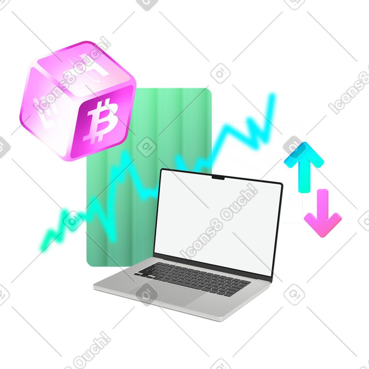 Cryptocurrency and exchange on stock market illustration in PNG, SVG