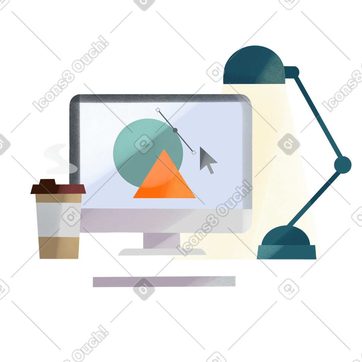 Graphic designer workspace illustration in PNG, SVG