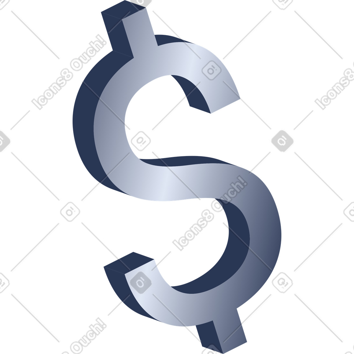 Illustration Signe dollar dans le style Lucent à télécharger aux formats PNG, SVG