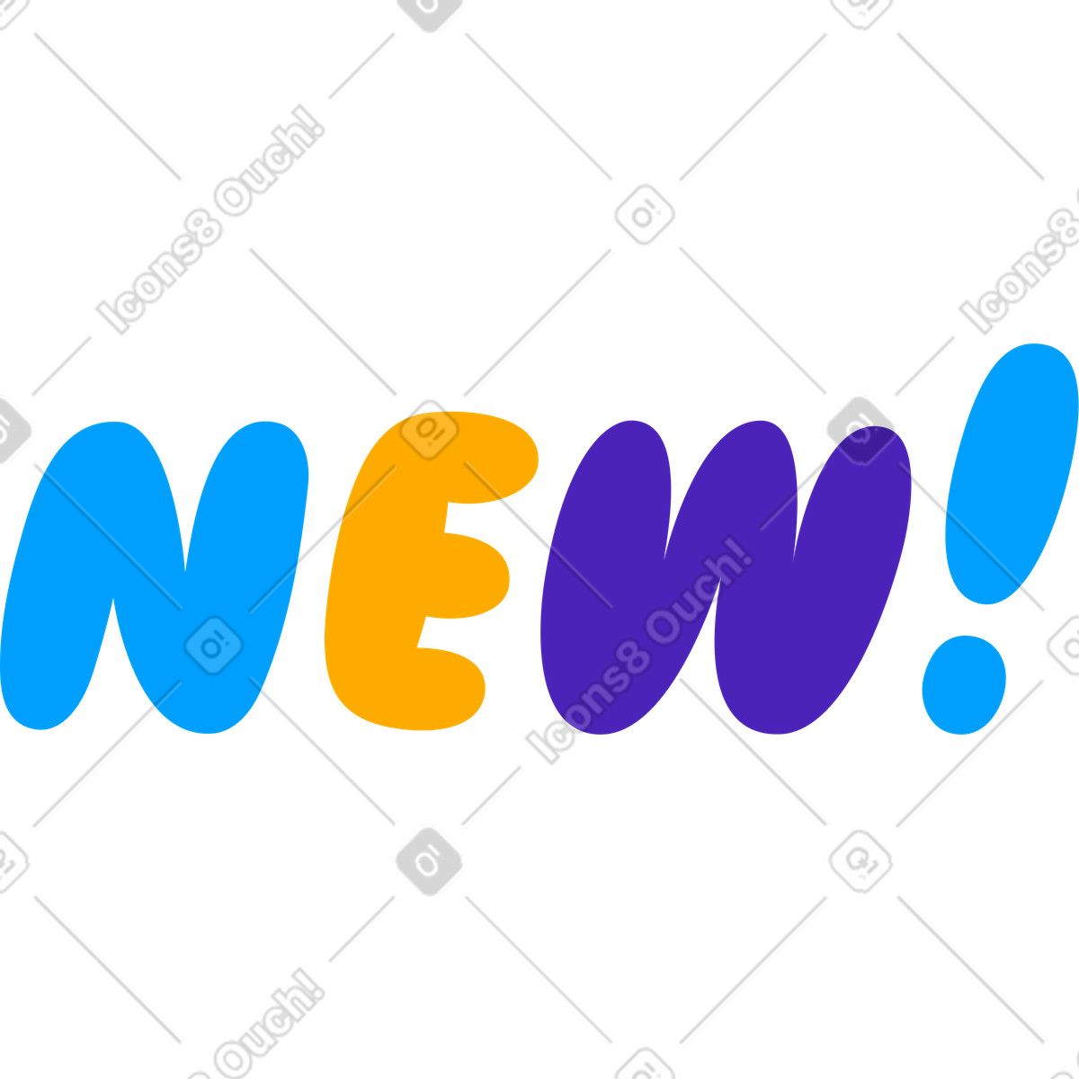 Puffy-schriftzugaufkleber neu! text animierte Illustration im Lettering-Stil als Download in GIF, Lottie (JSON), AE