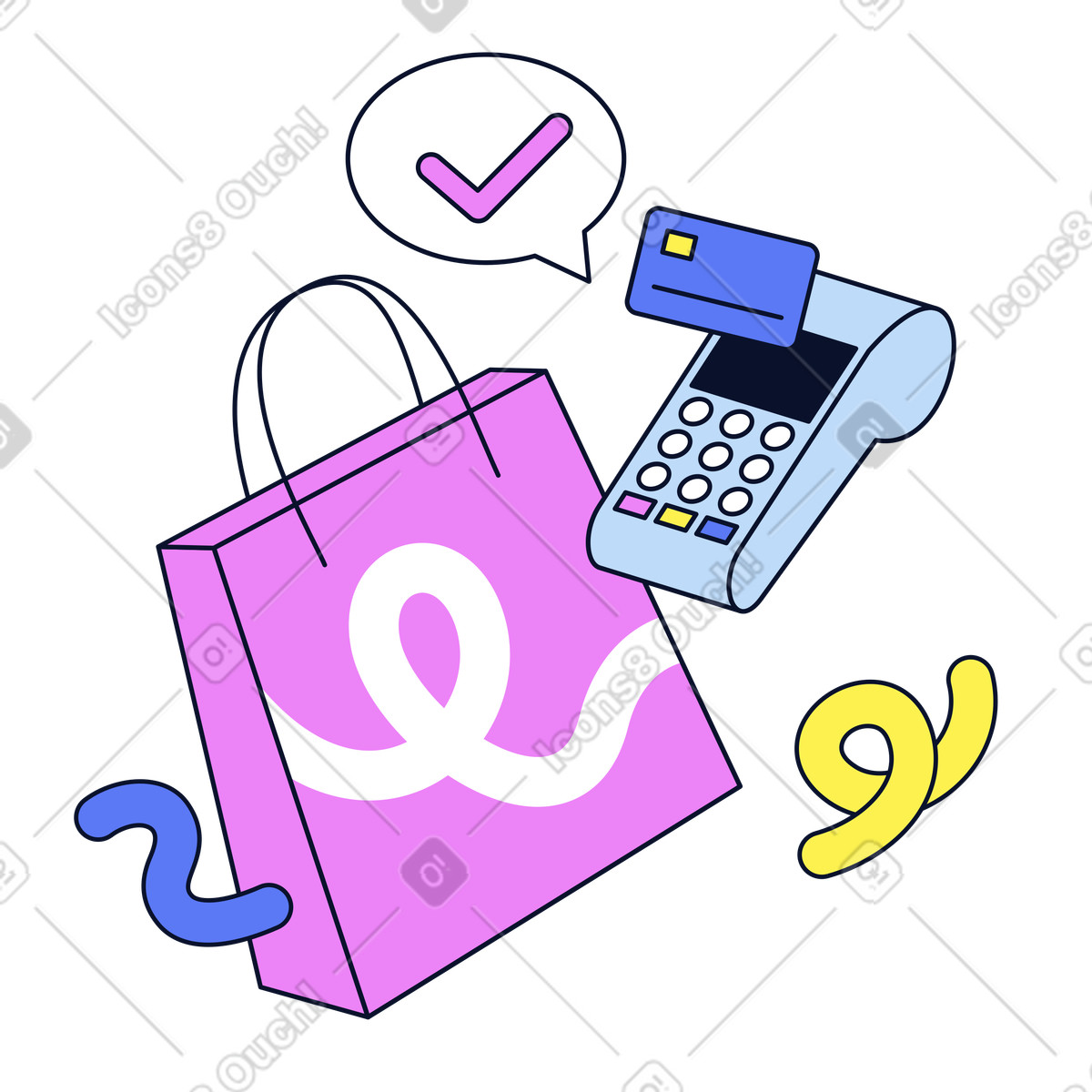 Card payment for purchase processed illustration in PNG, SVG