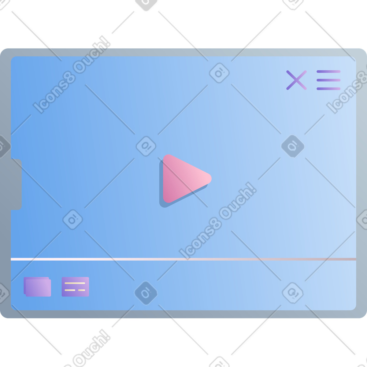 Ilustración Tableta con interfaz de reproductor video en estilo Silky a descargar en PNG y SVG