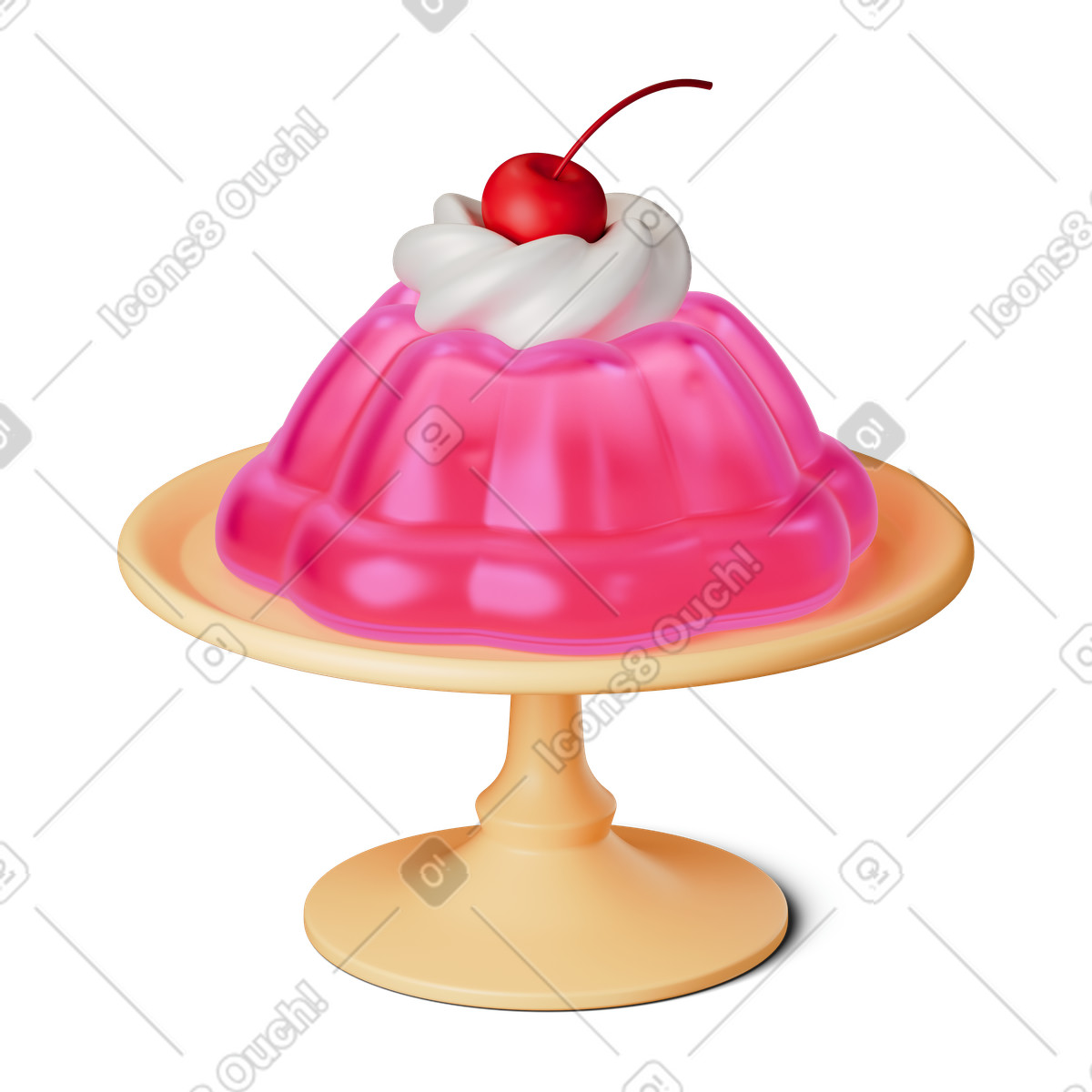 Jelly with cherry illustration in 3D Stickle style download in PNG, SVG