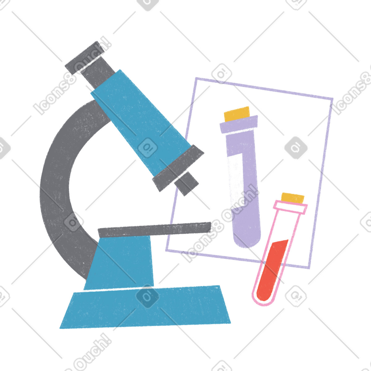 Illustration Microscope et tubes à essai pour la science dans le style Tutti télécharger aux formats PNG, SVG