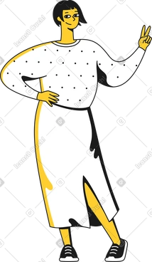 Woman showing two fingers PNG, SVG