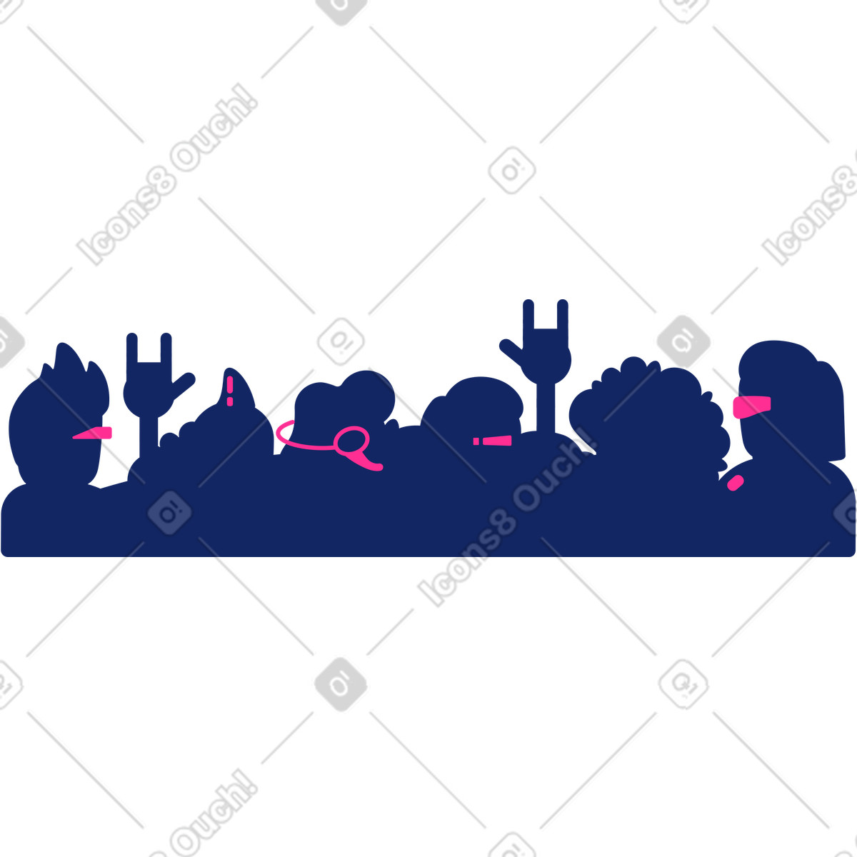 Folla illustrazione in stile Cyborg scarica in PNG, SVG