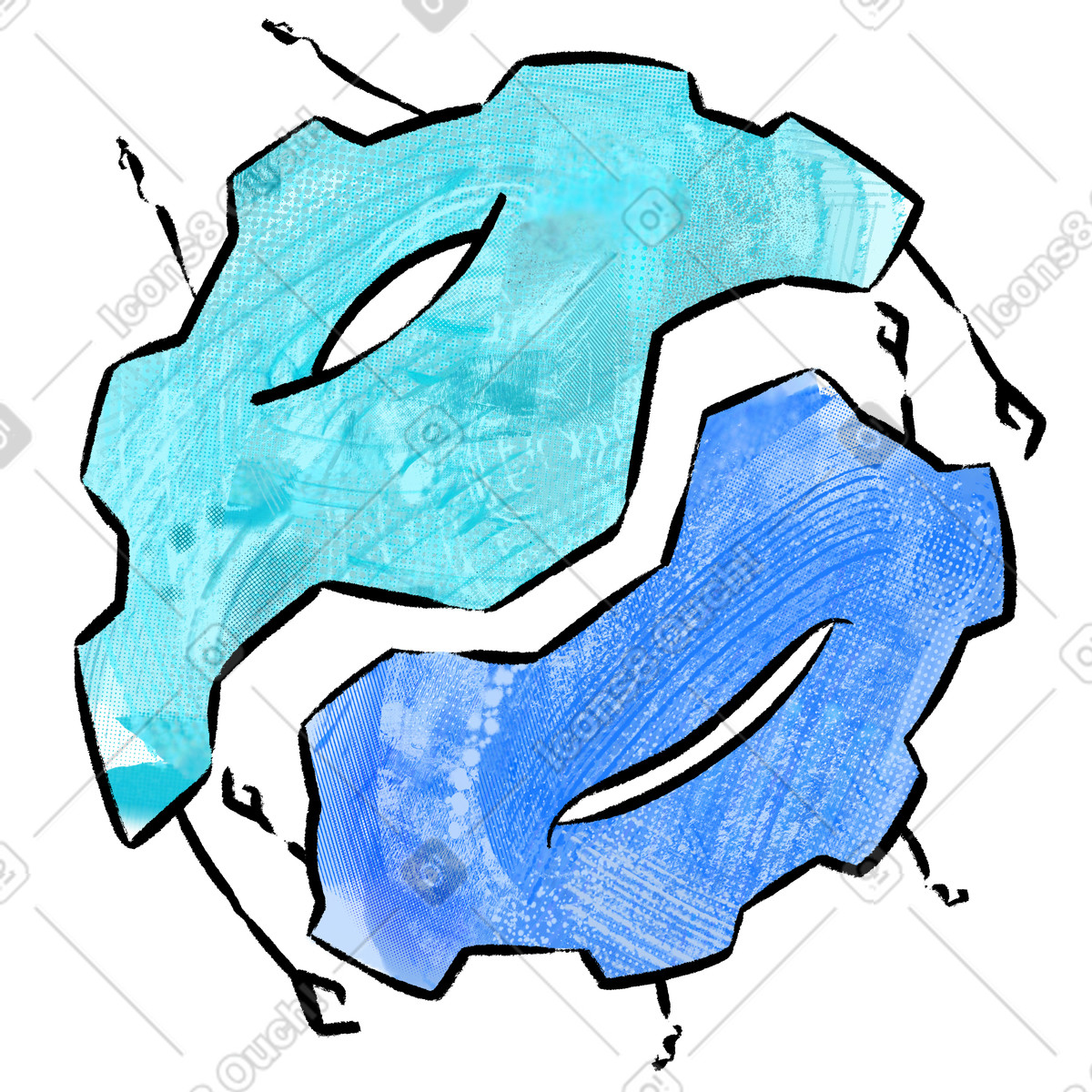 下载 Doobry 风格的 齿轮相互拥抱作为支撑 插画，支持 PNG、SVG 格式