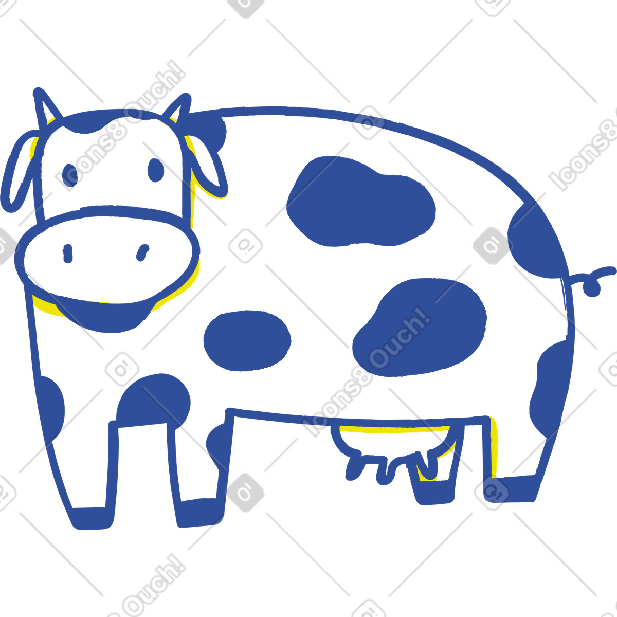 Kuh-Illustration im Lime-Stil als Download in PNG, SVG