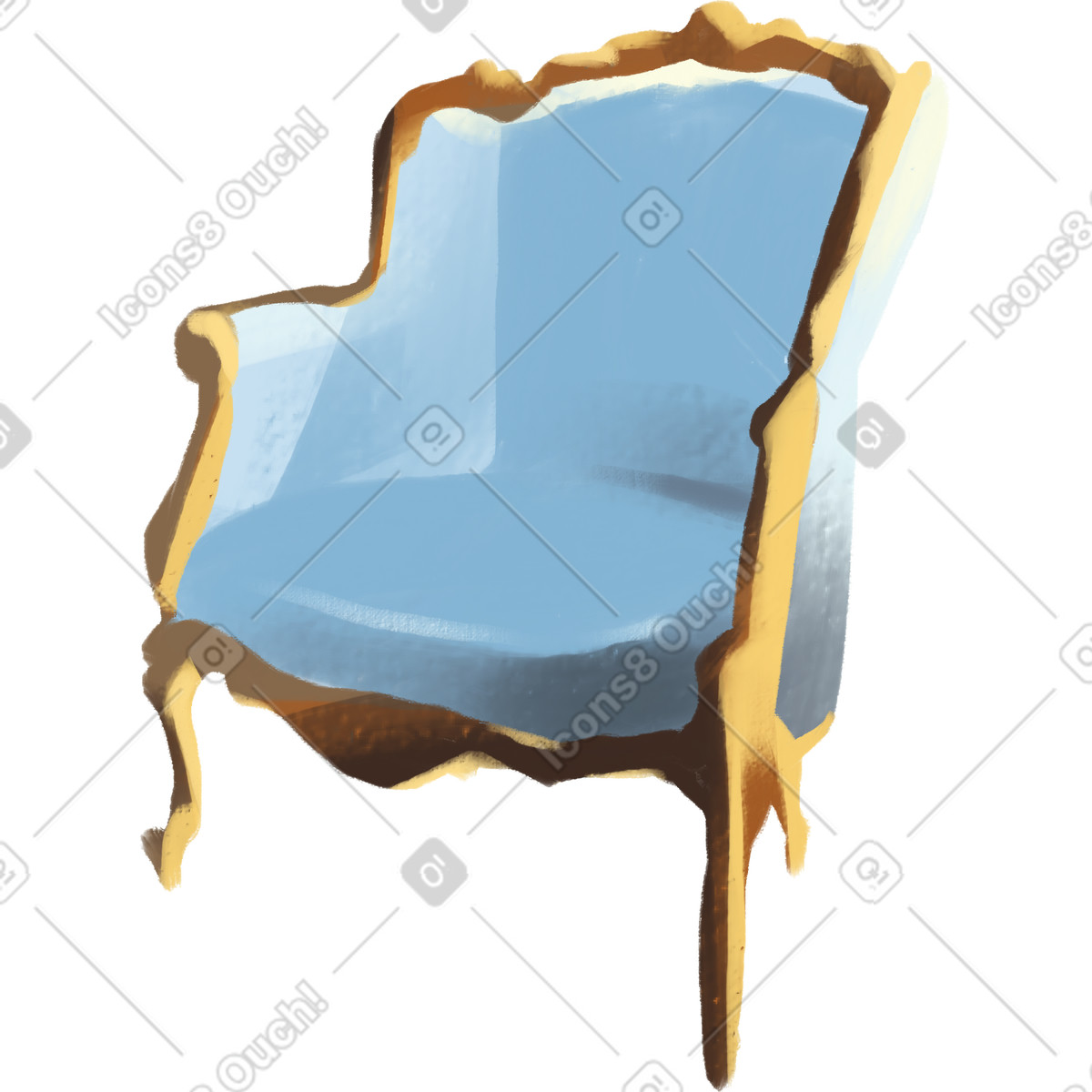 Blue armchair illustration in Sunday style download in PNG, SVG